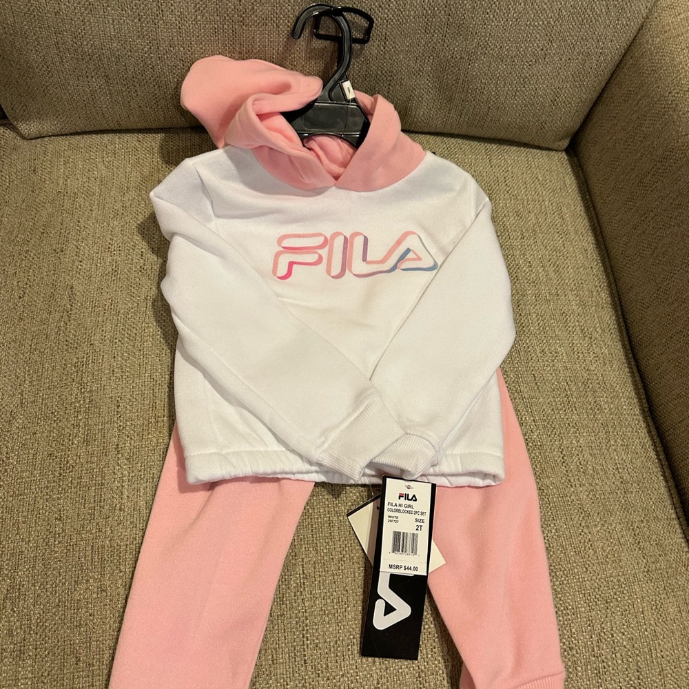 Fila White and Pink Colorblocked Set